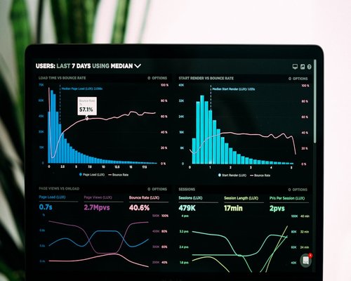Digital asset analytics dashboard displaying market charts, price indices, and trend indicators